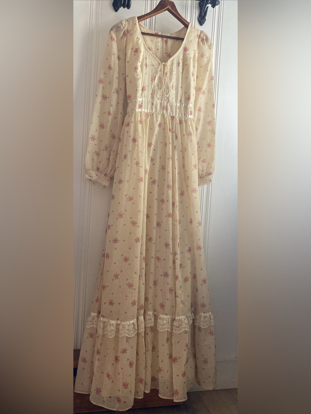 Vintage Gunne Sax Jeunes Filles Floral Prairie Maxi Dress Cottagecore Romantic